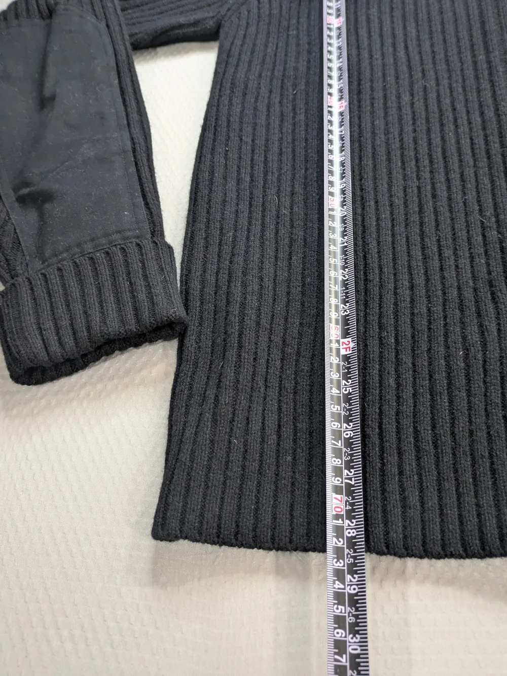 L.L.Bean Full Zip Sweater Mens XL Commando Merino Lambs Wool Black Elbow Patches - Picture 5 of 5